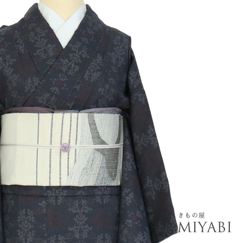 紬 リサイクル 身丈154.6cm 裄64.8cm 袷 ネイビー Sサイズ お洒落 カジュアル 正絹 広衿 Sランク