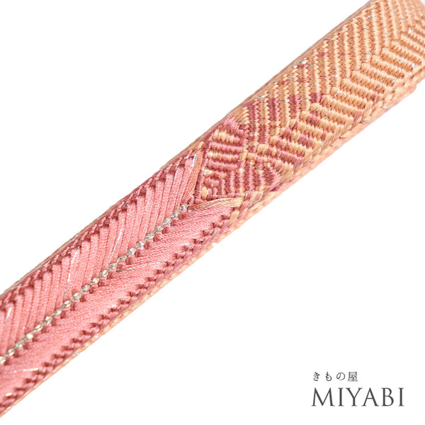 帯締め リサイクル お洒落 手組紐 ピンク 正絹 新品・未使用品