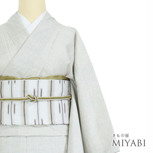 紬 リサイクル 身丈162.5cm 裄65cm 袷 亀甲柄 ホワイト Lサイズ カジュアル お洒落 証紙 正絹 広衿 Sランク