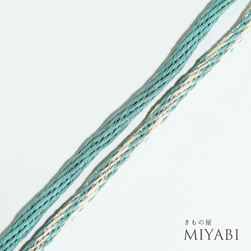 帯締め リサイクル 丸組紐 ブルー 正絹 新品・未使用品 夏物
