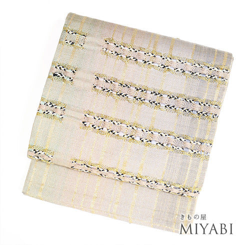 袋帯 リサイクル 帯丈440cm ポイント柄 りぼん織り 多色 Mサイズ 正絹 新品・未使用品 お洒落