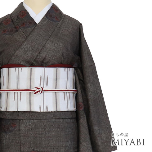 紬 リサイクル 身丈167.5cm 裄66cm 袷 花丸柄 ブラウン LLサイズ カジュアル お洒落 正絹 広衿 Aランク