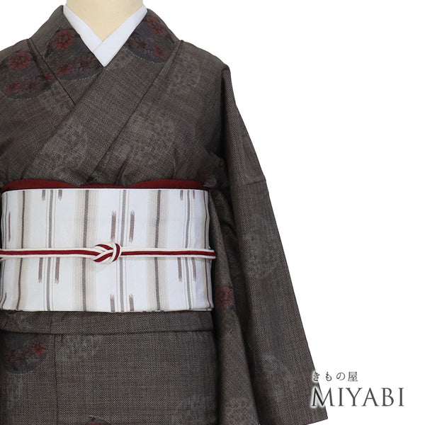 紬 リサイクル 身丈167.5cm 裄66cm 袷 花丸柄 ブラウン LLサイズ カジュアル お洒落 正絹 広衿 Aランク