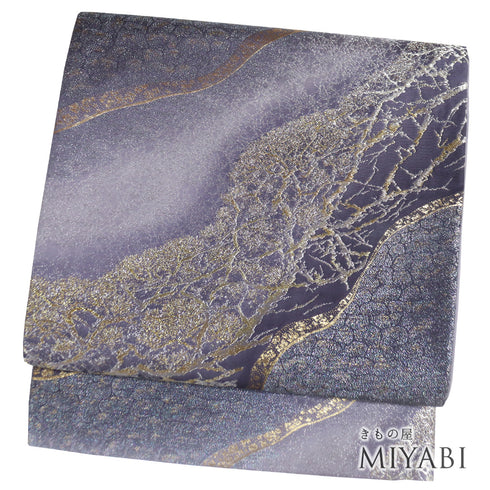 袋帯 リサイクル 帯丈456cm 六通 パープル Lサイズ 正絹 Sランク フォーマル お洒落