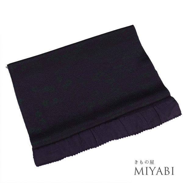 帯揚げ カジュアル ちりめん パープル 正絹 新品・未使用品 草花柄