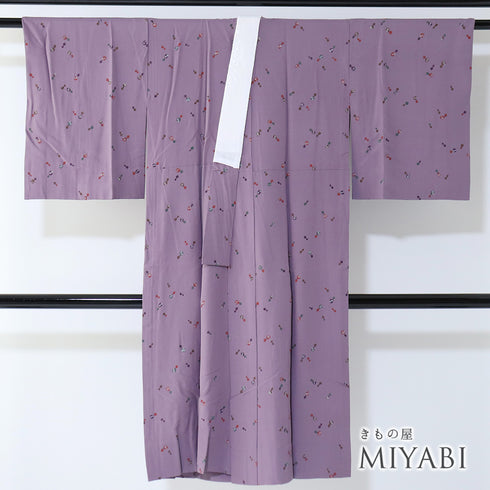 長襦袢 リサイクル 長襦袢 身丈118.5cm 裄63.6cm 袷 瓢箪柄 居敷当て付き パープル Sサイズ お洒落 カジュアル 正絹 袖無双 Sランク