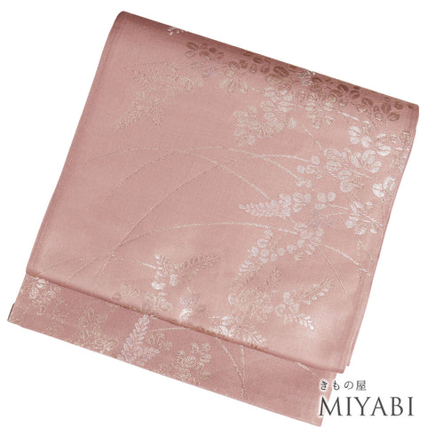 名古屋帯 リサイクル 帯丈430cm 六通 萩柄 ピンク LLサイズ 不明 Sランク フォーマル