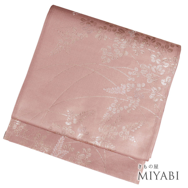 名古屋帯 リサイクル 帯丈430cm 六通 萩柄 ピンク LLサイズ 不明 Sランク フォーマル