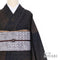 紬 リサイクル 身丈158.3cm 裄67.4cm 袷 ゆったりサイズ 小草花 部分刺繍 京繍黄八丈18算 ブラック Mサイズ お洒落 カジュアル 証紙 しつけ糸 正絹 広衿 Sランク