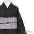 紬 リサイクル 身丈158.3cm 裄67.4cm 袷 ゆったりサイズ 小草花 部分刺繍 京繍黄八丈18算 ブラック Mサイズ お洒落 カジュアル 証紙 しつけ糸 正絹 広衿 Sランク