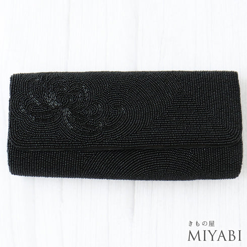 バッグ リサイクル ブラック ビーズ Sランク 花柄 菊柄