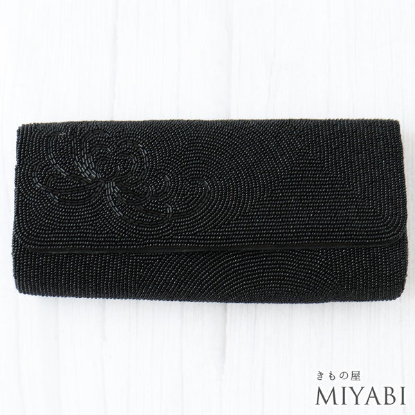 バッグ リサイクル ブラック ビーズ Sランク 花柄 菊柄