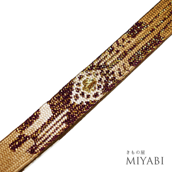 帯締め リサイクル セミフォーマル 平組紐 ブラウン 正絹 新品・未使用品