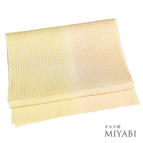 帯揚げ リサイクル お洒落 ちりめん 正絹 イエロー 縦ぼかし柄 丹後ちりめん 未使用品 AG-1278