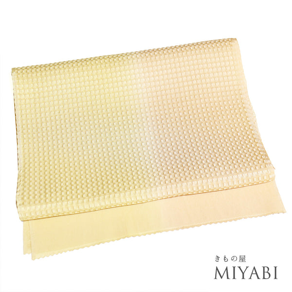 帯揚げ リサイクル お洒落 ちりめん 正絹 イエロー 縦ぼかし柄 丹後ちりめん 未使用品 AG-1278