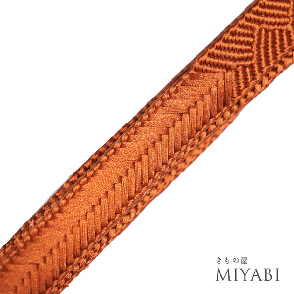 帯締め お洒落 平組紐 オレンジ 正絹 新品・未使用品