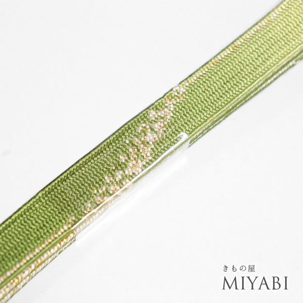 帯締め リサイクル セミフォーマル 平組紐 グリーン 正絹 新品・未使用品