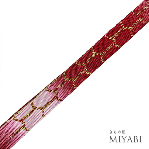 帯締め リサイクル セミフォーマル 平組紐 レッド 正絹 新品・未使用品