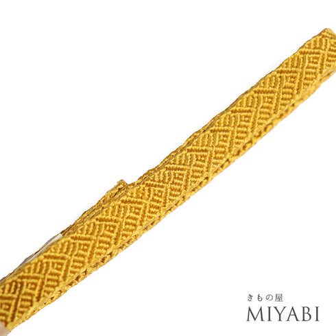 帯締め リサイクル カジュアル 三分紐 イエロー 正絹 新品・未使用品 手組紐