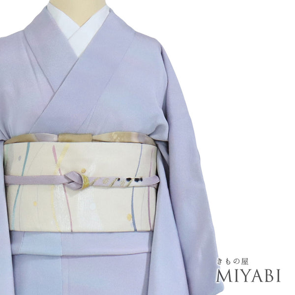 色無地 リサイクル 身丈164cm 裄64cm 袷 ぼかし パープル Lサイズ セミフォーマル お洒落 落款 一つ紋 正絹 バチ衿 Sランク