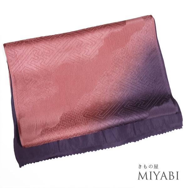 帯揚げ リサイクル お洒落 ちりめん 正絹 多色 斜めぼかし 地紋 Sランク AG-1257