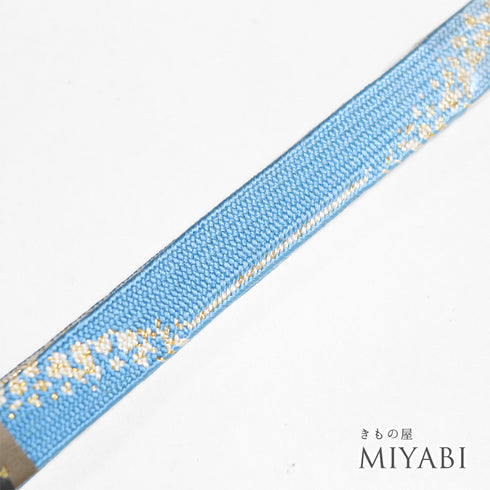 帯締め リサイクル セミフォーマル 平組紐 ブルー 正絹 新品・未使用品