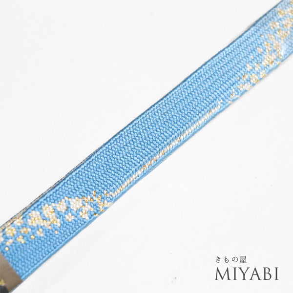 帯締め リサイクル セミフォーマル 平組紐 ブルー 正絹 新品・未使用品