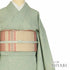 小紋 リサイクル 身丈158.7cm 裄65cm 袷 たたき染め 薬草染め グリーン Mサイズ お洒落 カジュアル 正絹 広衿 Sランク