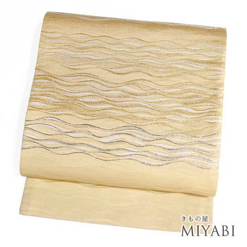 袋帯 リサイクル 帯丈432cm 六通 ゴールド Sサイズ 正絹 Sランク セミフォーマル お洒落