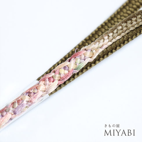 帯締め カジュアル 手組紐 グリーン 正絹 新品・未使用品