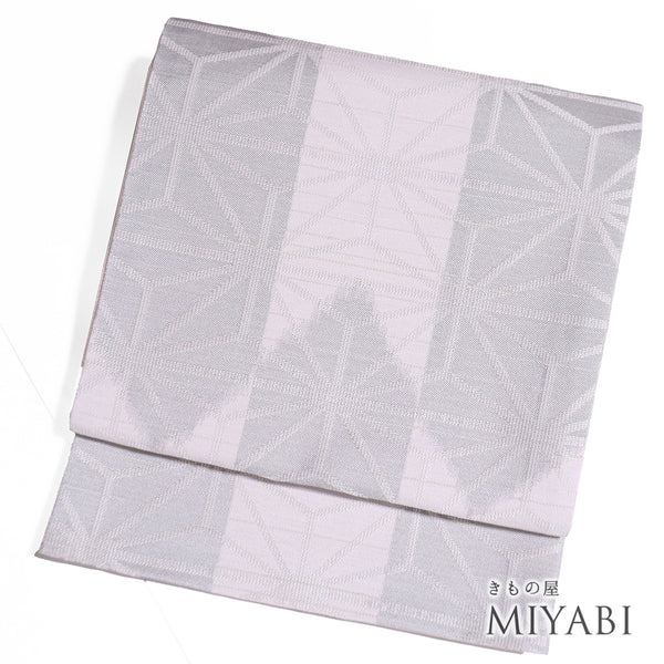 京袋帯 リサイクル 帯丈344cm 六通 麻の葉柄 ピンク Sサイズ ポリエステル Sランク カジュアル お洒落