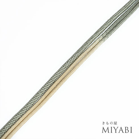 帯締め リサイクル 丸組紐 グレー 正絹 新品・未使用品