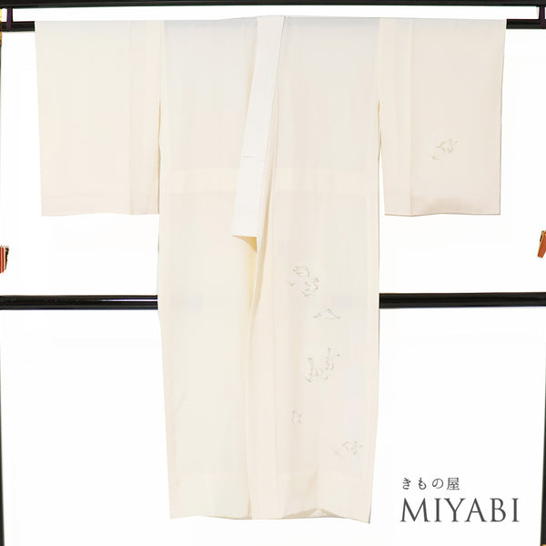 長襦袢 リサイクル 身丈131cm 裄65.2cm 袷 兎柄 ベージュ Mサイズ 正絹 袖無双 Sランク