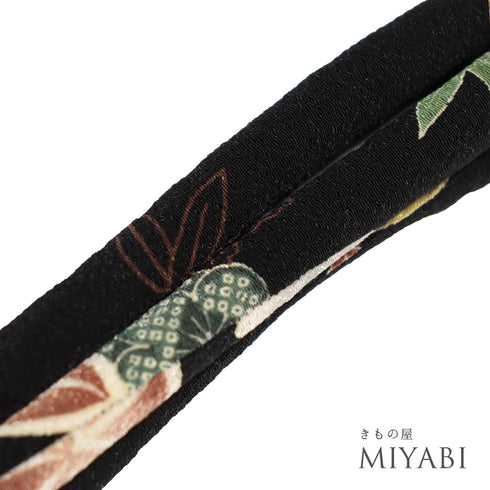 帯締め リサイクル カジュアル 丸組紐 ブラック 正絹 未使用品