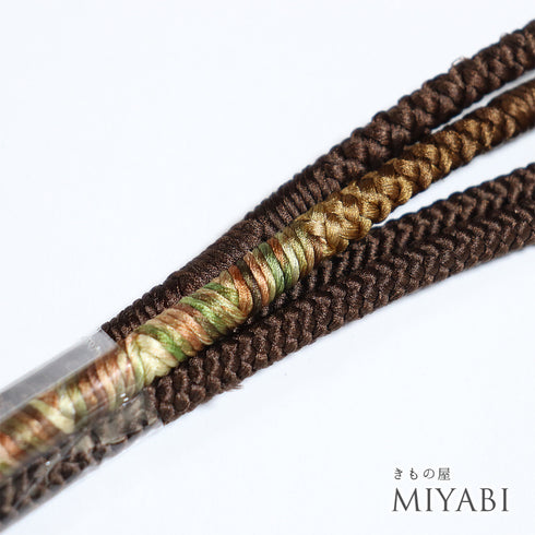帯締め カジュアル 丸組紐 ブラウン 正絹 新品・未使用品