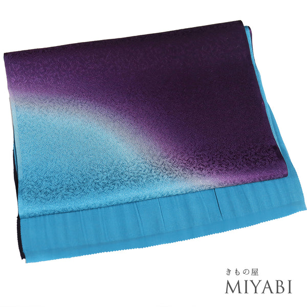 帯揚げ リサイクル お洒落 ちりめん 正絹 パープル ぼかし 地紋 未使用品 AG-1275