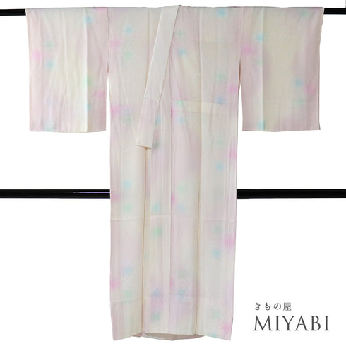 長襦袢 リサイクル 長襦袢 身丈130cm 裄64cm 袷 かごめに桜柄 地紋 ピンク Sサイズ お洒落 正絹 袖無双 Sランク