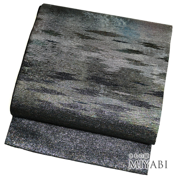 袋帯 リサイクル 帯丈448cm ポイント柄 シルバー Mサイズ 正絹 Sランク フォーマル お洒落