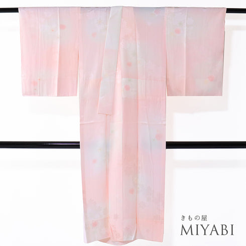 長襦袢 リサイクル 長襦袢 身丈124.8cm 裄62.4cm 袷 居敷当て付き 地紋 ピンク SSサイズ 不明 袖無双 Sランク