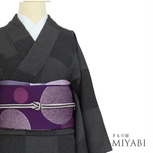 塩沢紬 リサイクル 身丈161cm 裄62.6cm 袷 絣柄 亀甲柄 ブラウン Lサイズ お洒落 カジュアル 正絹 広衿 Aランク