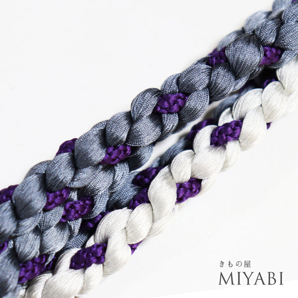 帯締め リサイクル 平組紐 パープル 正絹 新品・未使用品 金ラメ (コピー)