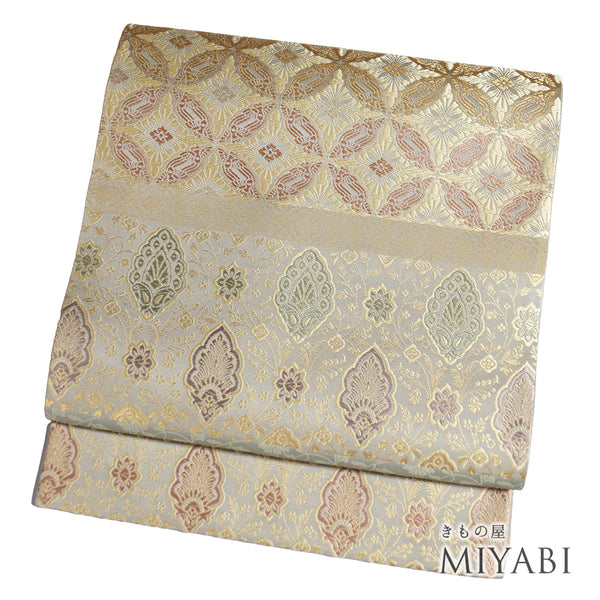 袋帯 リサイクル 帯丈454cm 全通 有職文様 箔 悠久の美 箔屋清兵衛 多色 Lサイズ 正絹 Sランク フォーマル セミフォーマル