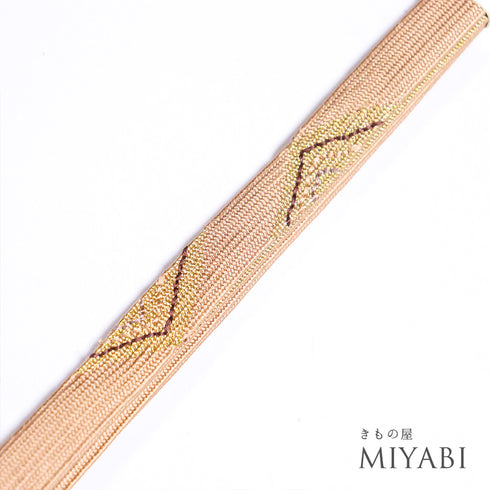 帯締め セミフォーマル 平組紐 ベージュ 正絹 新品・未使用品 金糸