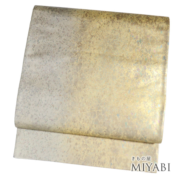 袋帯 リサイクル 帯丈438cm 六通 グラデーション ベージュ Mサイズ 正絹 新品・未使用品 お洒落 セミフォーマル