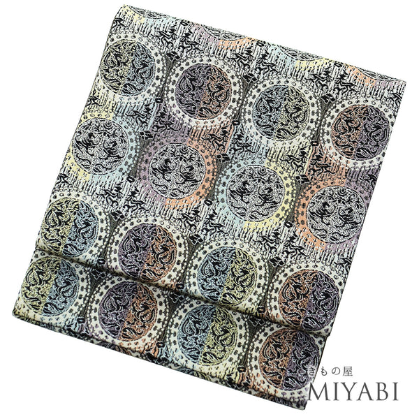 袋帯 リサイクル 帯丈440cm 全通 丸模様 多色 Mサイズ 正絹 Sランク お洒落