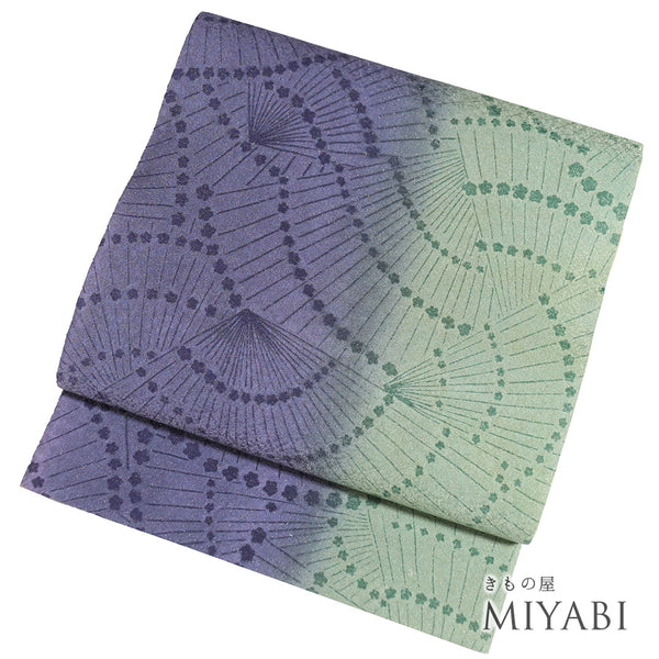 袋帯 リサイクル 帯丈446cm 全通 両方使用可能 扇子柄 多色 Mサイズ 正絹 新品・未使用品 お洒落