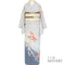 訪問着 リサイクル 身丈164.2cm 裄66.4cm 袷 地紙に菊柄 箔 グレー Lサイズ セミフォーマル お洒落 正絹 広衿 Sランク