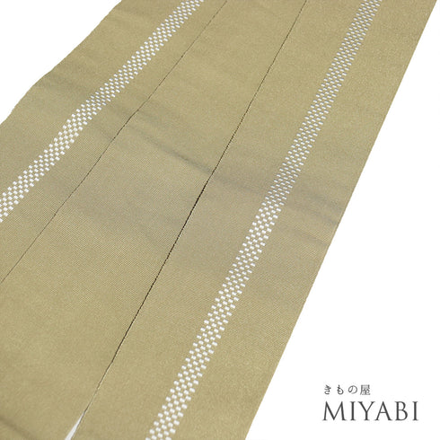 角帯 リサイクル 帯丈410cm 全通 千鳥格子柄 ベージュ 正絹 Sランク カジュアル お洒落