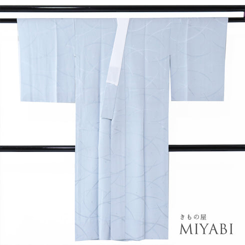 長襦袢 リサイクル 長襦袢 身丈124.5cm 裄63cm 袷 露芝の地紋柄 ブルー Sサイズ お洒落 正絹 Sランク