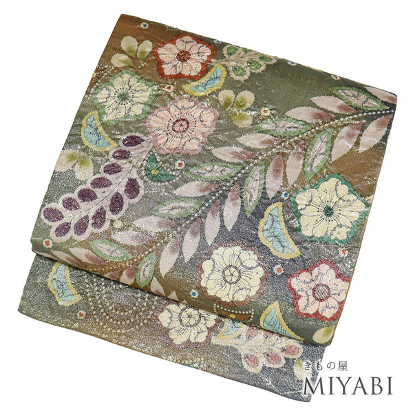 袋帯 リサイクル 帯丈428cm ポイント柄 辻ヶ花風 部分絞り 多色 Sサイズ 正絹 Sランク お洒落